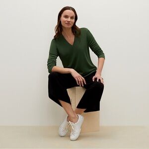 MM Lafleur Wilder Top Knit Crepe Green V-Neck XL